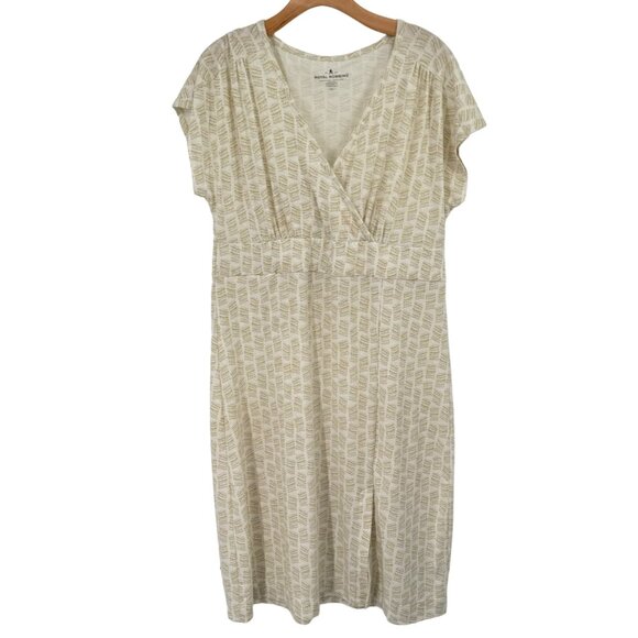 Royal Robbins Essential Tencel Dash Dress Midi Size XL Cream Allover Print UPF 5 - Picture 11 of 11